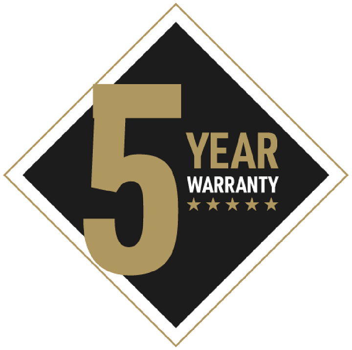 5-year warranty 5-star badge